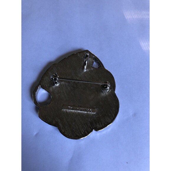 Vintage Kelly Waters Enamel Abstract Art Pin/Pendant Silvertone Beige Toned - Picture 3 of 5